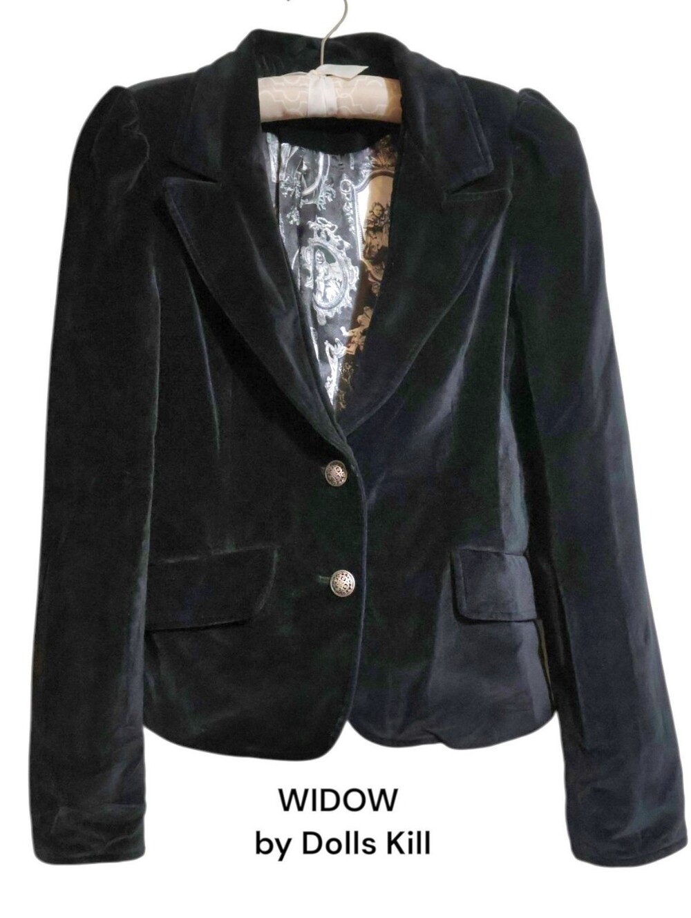 Widow by Dolls Kill "Dark Bloodlust" Velvet Gothic Blazer Size Medium